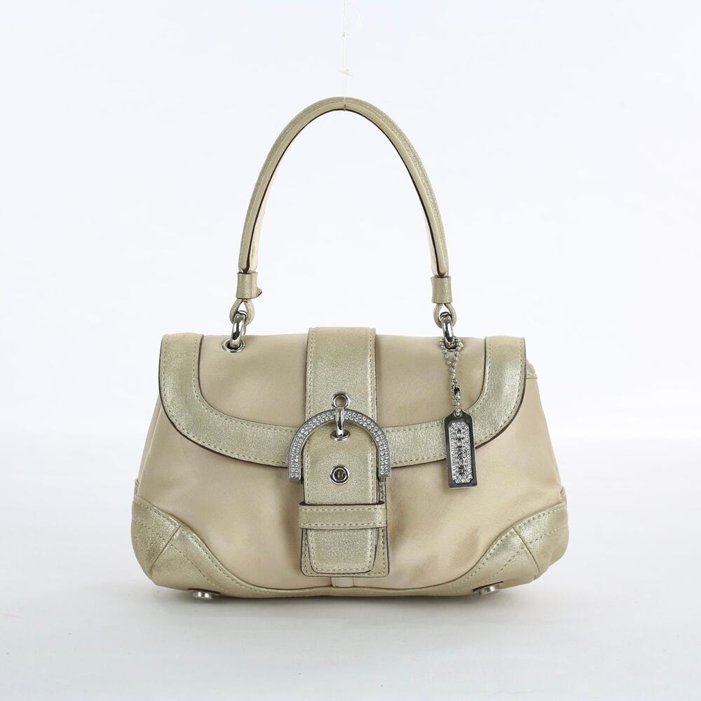 Coach Vintage Y2K Soho Vachetta Leather Satchel Bag Beige Buckle 8975